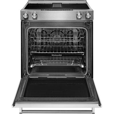 KitchenAid - 30" 4-Element Electric Downdraft Slide-In Range - KSEG950ESS