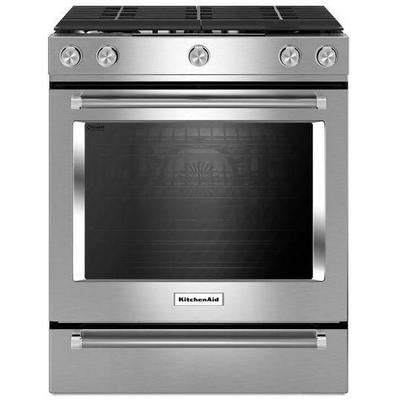 KitchenAid - 30" 5-Burner Gas Slide-In Convection Range - KSGG700ESS