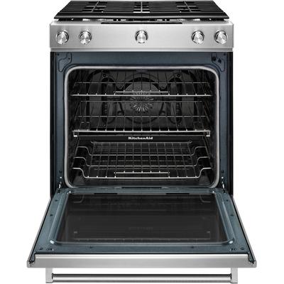 KitchenAid - 30" 5-Burner Gas Slide-In Convection Range - KSGG700ESS