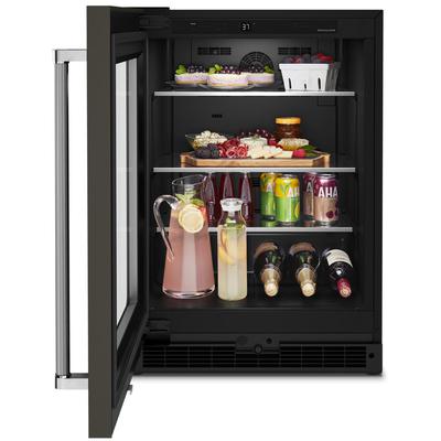 KitchenAid - "24"" Undercounter Refrigerator with Glass Door and Shelves with Metallic Accents" - KURL314KSS