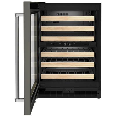 KitchenAid - "24"" Undercounter Wine Cellar with Glass Door and Wood-Front Racks" - KUWL214KSB