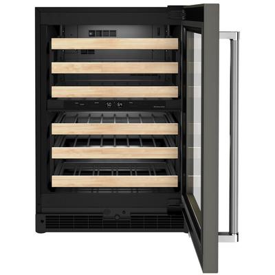 KitchenAid - "24"" Undercounter Wine Cellar with Glass Door and Wood-Front Racks" - KUWR214KSB