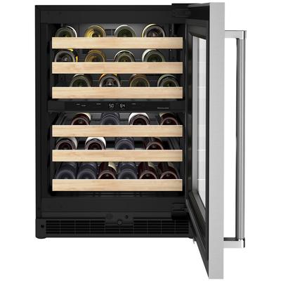 KitchenAid - "24"" Undercounter Wine Cellar with Glass Door and Wood-Front Racks" - KUWR214KSB