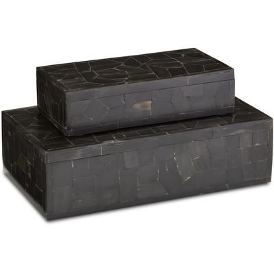 Currey & Co. - Black Bone Mosaic Box Set of 2 - 1200-0452