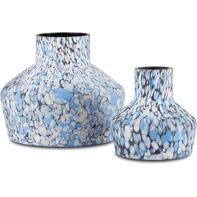 Currey & Co. - Niva Blue Confetti Vase Set of 2 - 1200-0500