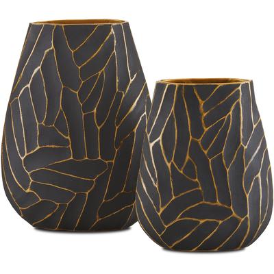 Currey & Co. - Anika Black Vase Set of 2 - 1200-0588