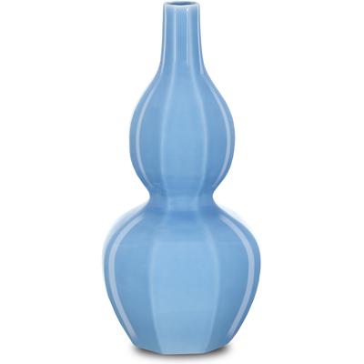 Currey & Co. - Sky Blue Octagonal Double Gourd Vase - 1200-0609