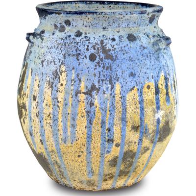 Currey & Co. - Cinisi Small Antique Blue Drip Planter - 2200-0012