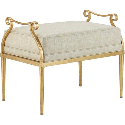 Currey & Co. - Genevieve Shimmer Gold Ottoman - 7000-1232