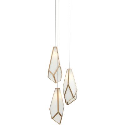 Currey & Co. - Glace White 3-Light Multi-Drop Pendant - 9000-1034