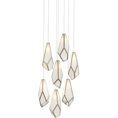 Currey & Co. - Glace White Round 7-Light Multi-Drop Pendant - 9000-1035