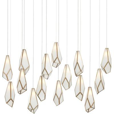 Currey & Co. - Glace White Rectangular 15-Light Multi-Drop Pendant - 9000-1037