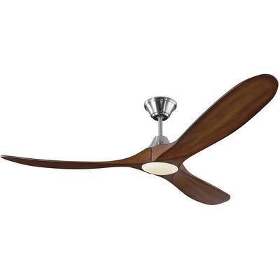 Generation Lighting Fans - Maverick 60" LED 3-Blade Ceiling Fan - Brushed Steel Koa - 3MAVR60BSKOAD