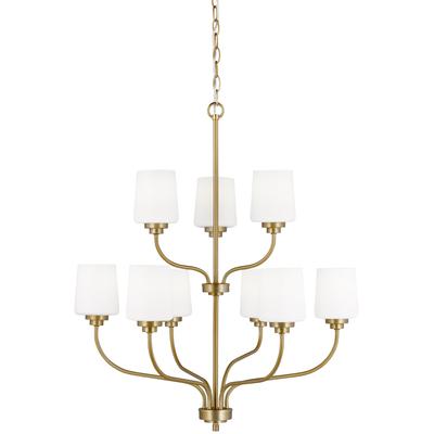 Generation Lighting - Windom 9-Light Chandelier - Satin Brass - 3102809-848