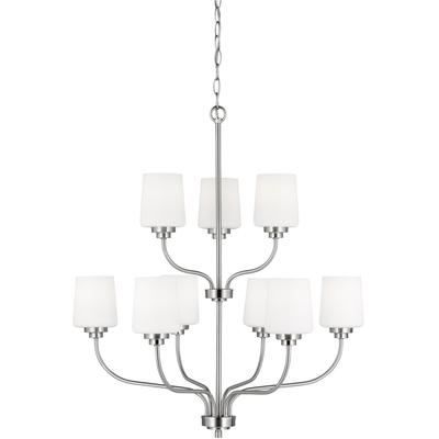 Generation Lighting - Windom 9-Light Chandelier - Brushed Nickel - 3102809-962