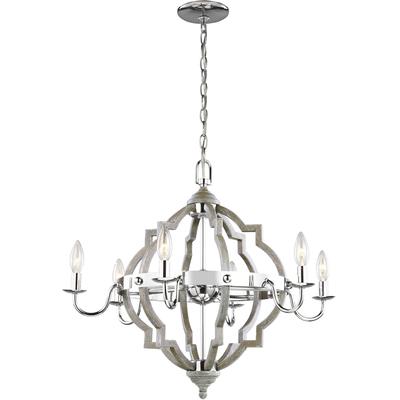 Generation Lighting - Socorro 6-Light Chandelier - Washed Pine/Chrome - 3124906EN-872