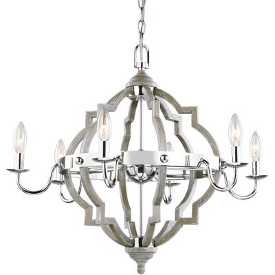 Generation Lighting - Socorro 6-Light Chandelier - Washed Pine/Chrome - 3124906EN-872