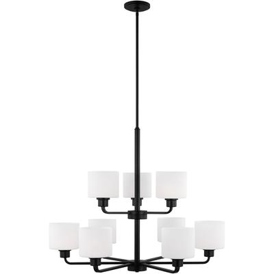 Generation Lighting - Canfield Nine-Light Chandelier - Midnight Black - 3128809-112