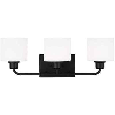 Generation Lighting - Canfield Three-Light LED Bathroom Fixture - Midnight Black - 4428803EN3-112