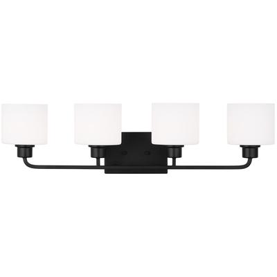 Generation Lighting - Canfield Four-Light LED Bathroom Fixture - Midnight Black - 4428804EN3-112