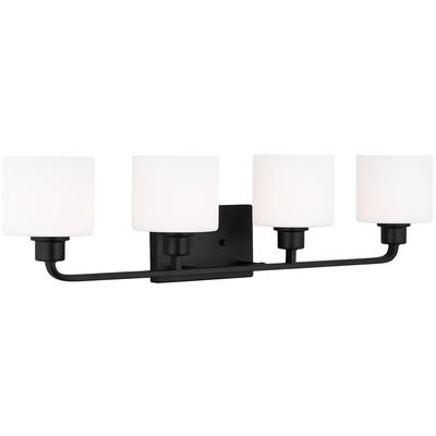 Generation Lighting - Canfield Four-Light LED Bathroom Fixture - Midnight Black - 4428804EN3-112