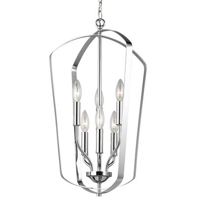 Generation Lighting - Romee Large 6-Light Hall/Foyer Fixture - Chrome - 5134906-05