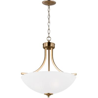 Generation Lighting - Geary Medium Three-Light LED Pendant - Satin Brass - 6616503EN3-848