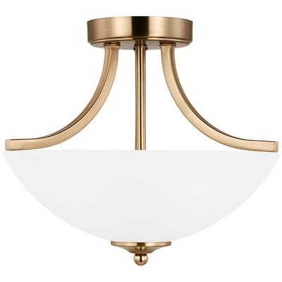 Generation Lighting - Geary Small Two-Light LED Semi-Flush Convertible Pendant - Satin Brass - 7716502EN3-848