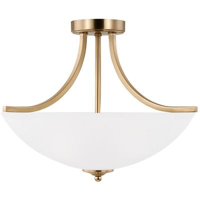 Generation Lighting - Geary Medium Three-Light LED Semi-Flush Convertible Pendant - Satin Brass - 7716503EN3-848