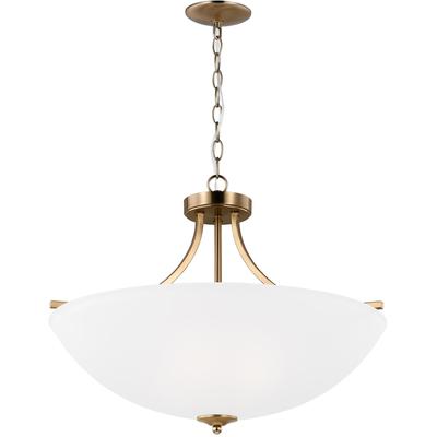 Generation Lighting - Geary Large Four-Light LED Semi-Flush Convertible Pendant - Satin Brass - 7716504EN3-848