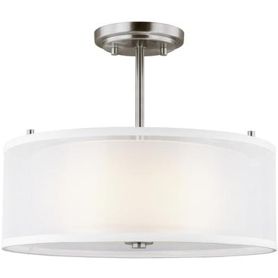 Generation Lighting - Elmwood Park 2-Light Semi-Flush Mount - Brushed Nickel - 7737302EN3-962