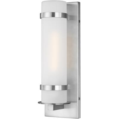 Generation Lighting - Alban Small 1-Light Outdoor Wall Lantern - Satin Aluminum - 8518301-04