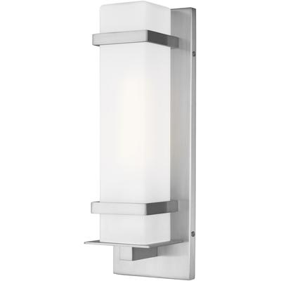 Generation Lighting - Alban Small 1-Light Outdoor Wall Lantern - Satin Aluminum - 8520701-04