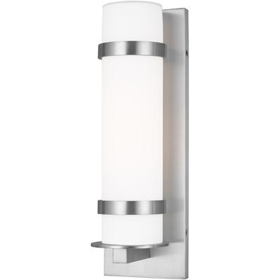 Generation Lighting - Alban Medium 1-Light Outdoor Wall Lantern - Satin Aluminum - 8618301-04