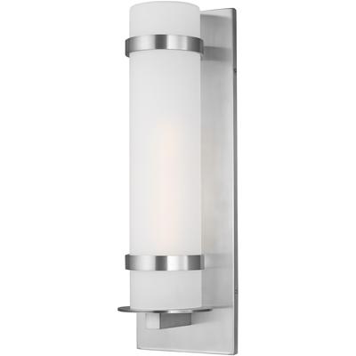 Generation Lighting - Alban Large 1-Light Outdoor Wall Lantern - Satin Aluminum - 8718301-04