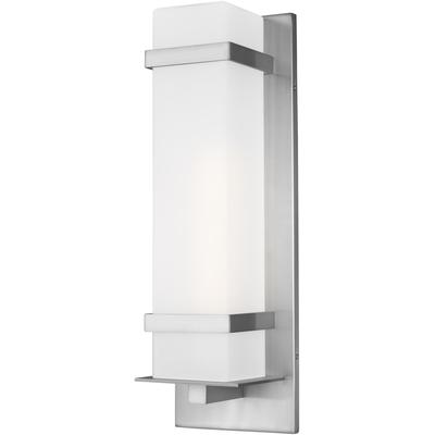 Generation Lighting - Alban Large 1-Light Outdoor Wall Lantern - Satin Aluminum - 8720701-04