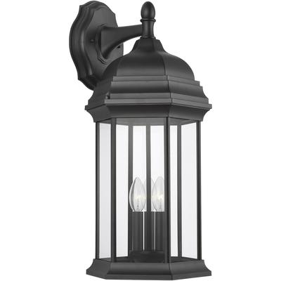 Generation Lighting - Sevier Extra Large 3-Light Downlight Outdoor Wall Lantern - Black - 8738703-12