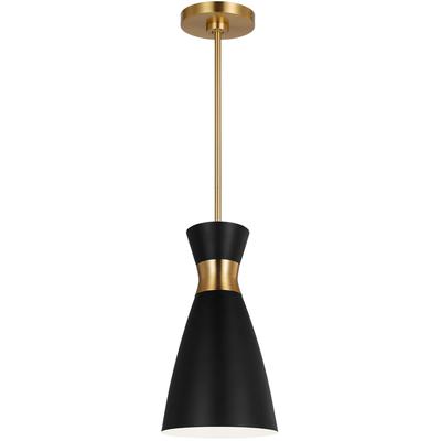 Generation Lighting Designers - Heath Small 1-Light Pendant - Midnight Black/Burnished Brass - EP1221MBKBBS