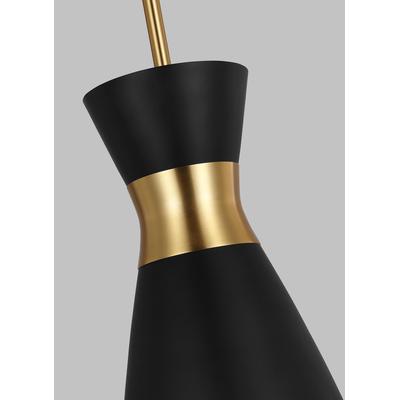 Generation Lighting Designers - Heath Small 1-Light Pendant - Midnight Black/Burnished Brass - EP1221MBKBBS