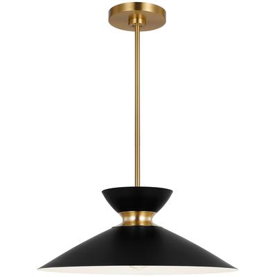 Generation Lighting Designers - Heath Wide 1-Light Pendant - Midnight Black/Burnished Brass - EP1231MBKBBS