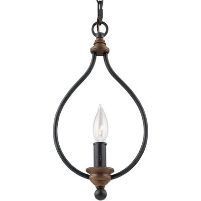 Generation Lighting - Hartsville 1-Light Mini-Pendant - Dark Weathered Zinc/Weathered Oak - P1341DWZ/WO