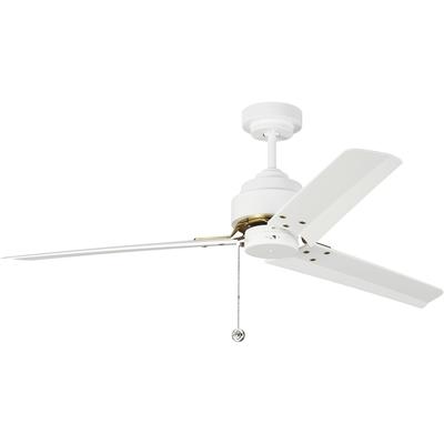 Generation Lighting Fans - Arcade 54" Ceiling Fan - Matte White/Burnished Brass - 3AR54RZWBBS