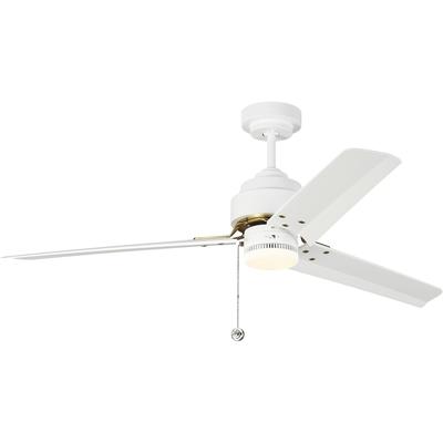 Generation Lighting Fans - Arcade 54" Ceiling Fan - Matte White/Burnished Brass - 3AR54RZWBBS