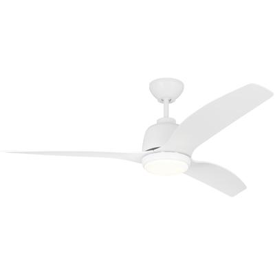 Generation Lighting Fans - Avila 54" Dimmable LED Indoor/Outdoor Ceiling Fan - Matte White - 3AVLCR54RZWD