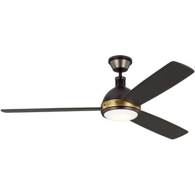 Generation Lighting Fans - Hicks 60" LED Ceiling Fan - Deep Bronze with Antique Brass - 3HCKR60BNZHABD