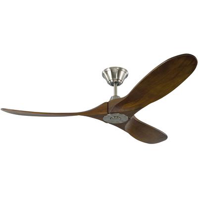 Generation Lighting Fans - Maverick II 52" 3-Blade Ceiling Fan - Brushed Steel with Dark Walnut - 3MAVR52BS