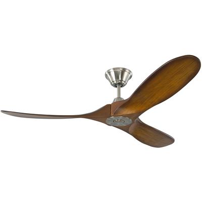 Generation Lighting Fans - Maverick II 52" 3-Blade Ceiling Fan - Brushed Steel with Koa - 3MAVR52BSKOA