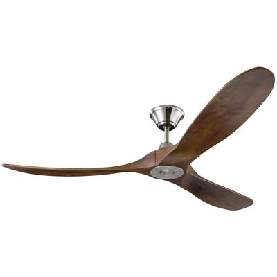 Generation Lighting Fans - Maverick 60" 3-Blade Ceiling Fan - Brushed Steel with Dark Walnut Blades - 3MAVR60BS