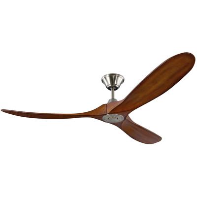 Generation Lighting Fans - Maverick 60" 3-Blade Ceiling Fan - Brushed Steel with Koa Blades - 3MAVR60BSKOA