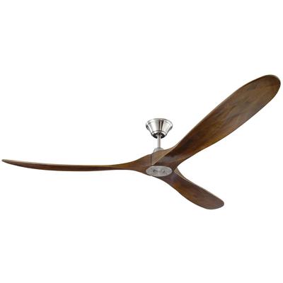 Generation Lighting Fans - Maverick Max 70" 3-Blade Ceiling Fan - Brushed Steel with Dark Walnut Blades - 3MAVR70BS